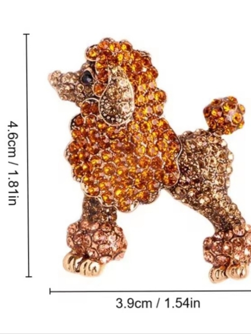 Poodle Dog Sparkling Rhinestone Brooch - Picture 3 of 4